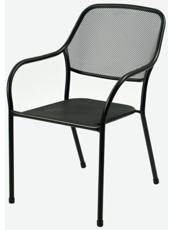 Kovové záhradné kreslo čierne, stohovateľné, 55x66x84 cm