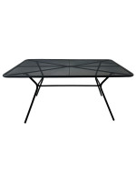 Čierny kovový záhradný stôl 160x90 cm, mriežkovaná doska