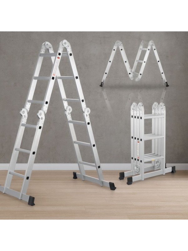 Hliníkový skladací rebrík 3,6 m, 4 dielny, 6 priečok, 150 kg