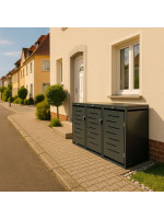 Kovový prístrešok pre 3 popolnice, antracit, 197×116×80 cm