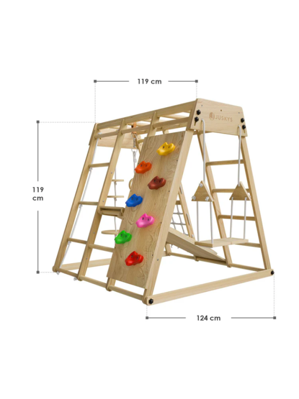 Detské vnútorné drevené ihrisko so šmykľavkou, skladacie veľ