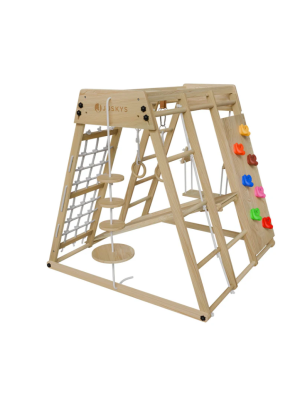 Detské vnútorné drevené ihrisko so šmykľavkou, skladacie veľ