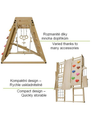Detské vnútorné drevené ihrisko so šmykľavkou, skladacie veľ