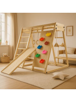Detské vnútorné drevené ihrisko so šmykľavkou, skladacie veľ