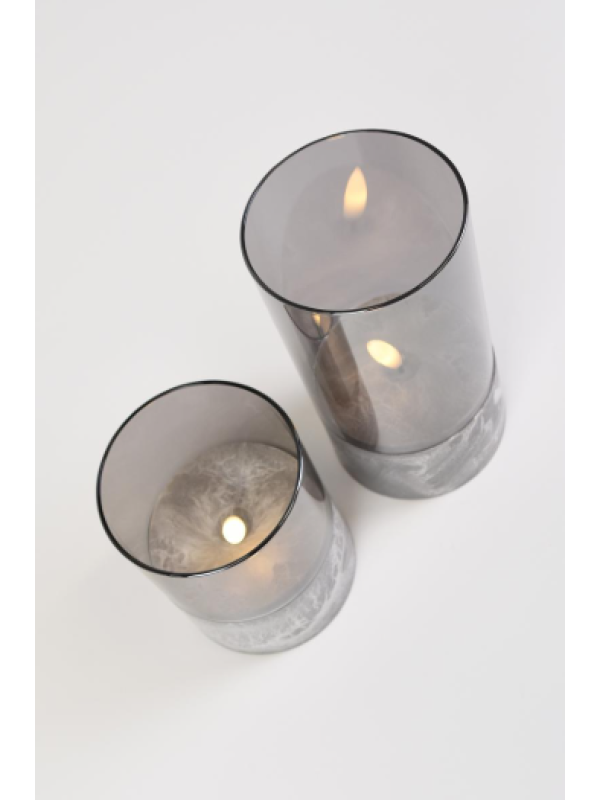 Sada 3 LED sviečok v sklenených pohároch, podstavec, časovač