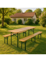 Pivný set 220 cm z jedľového dreva, skladacia, nosnosť 250kg