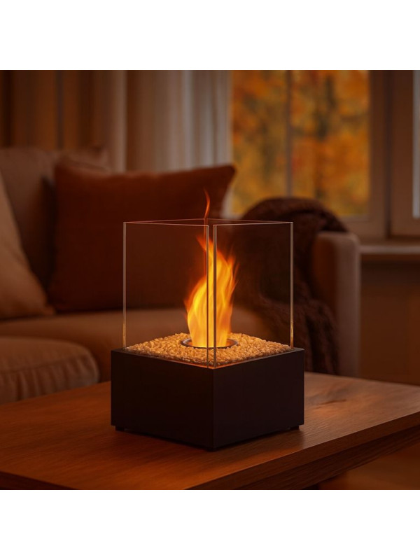 Stolný krb nerezový, čierny, 245 x 205 x 280 mm