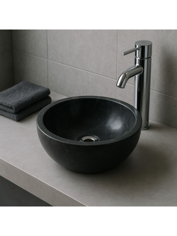 Kamenné umývadlo Gemma 501 leštený mramor Ø40 cm, black
