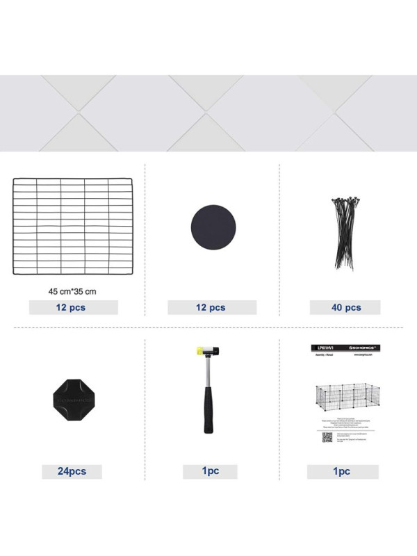 Ohrádka pre morčatá a králiky SONGMICS, čierna, 143×73×46 cm