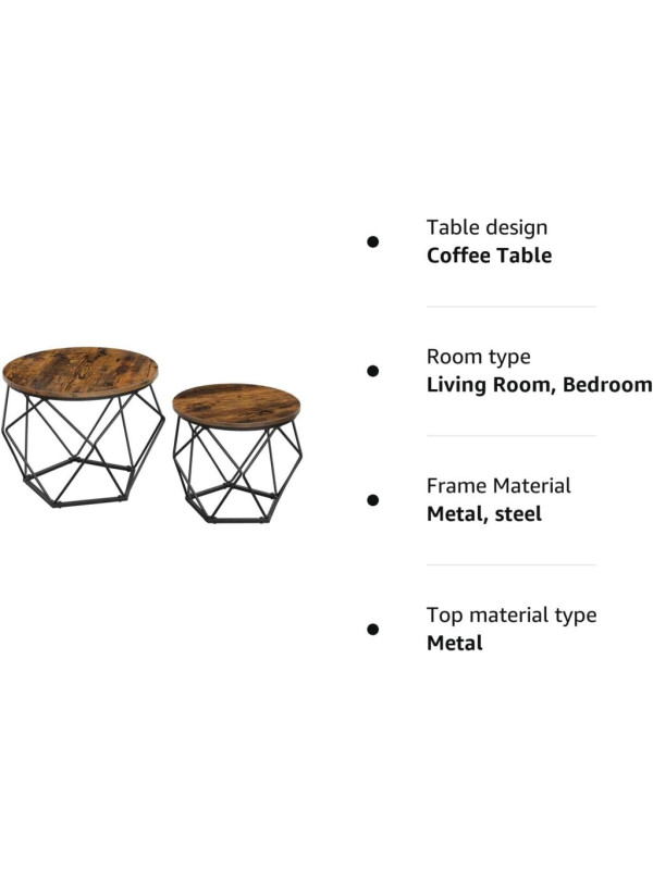 Sada 2 konferenčných stolíkov v priemyselnom štýle, hnedy
