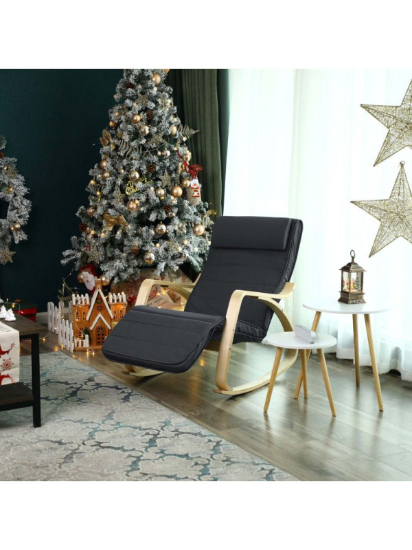 Hojdacia stolička s opierkou na nohy a vankúšom, tmavosivá