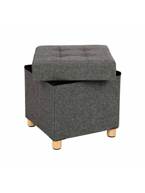 Taburet s úložným priestorom 38×38×40 cm, tmavo šedý