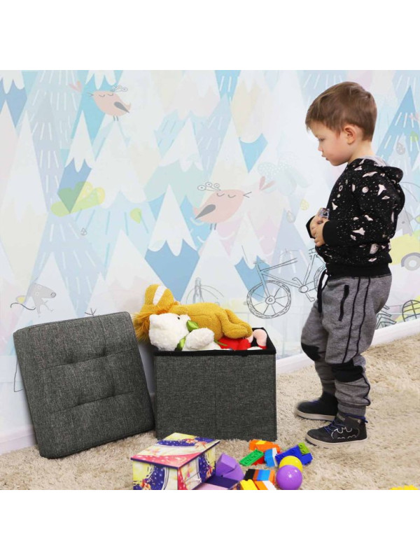 Taburet s úložným priestorom 38×38×40 cm, tmavo šedý