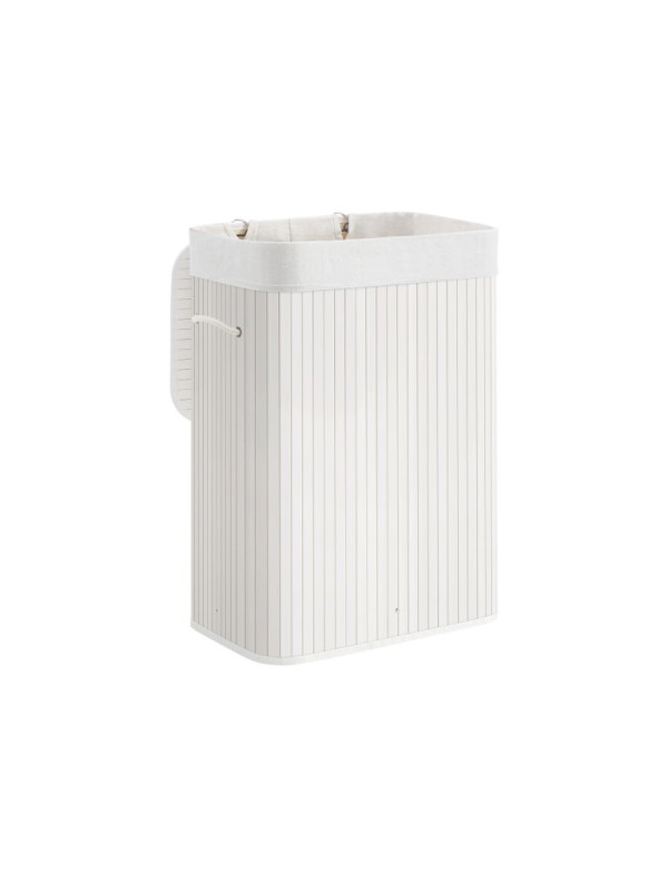 Bambusový kôš na bielizeň s vekom 72 l, biely, 40×30×60 cm