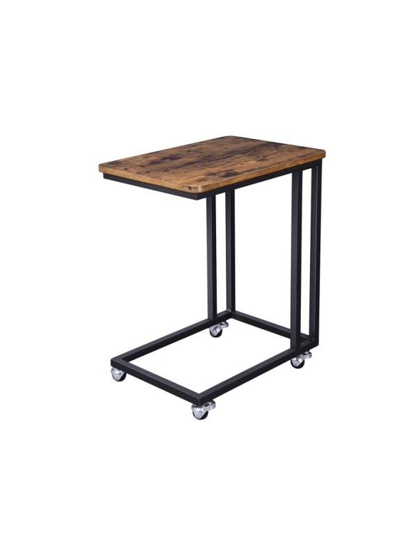 VASAGLE odkladací stolík na kolieskach, hnedý/čierny