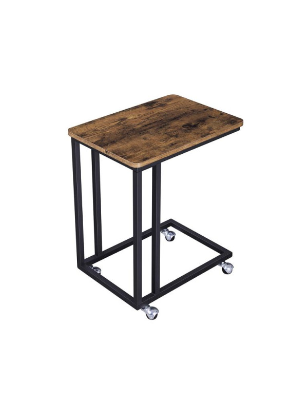 VASAGLE odkladací stolík na kolieskach, hnedý/čierny