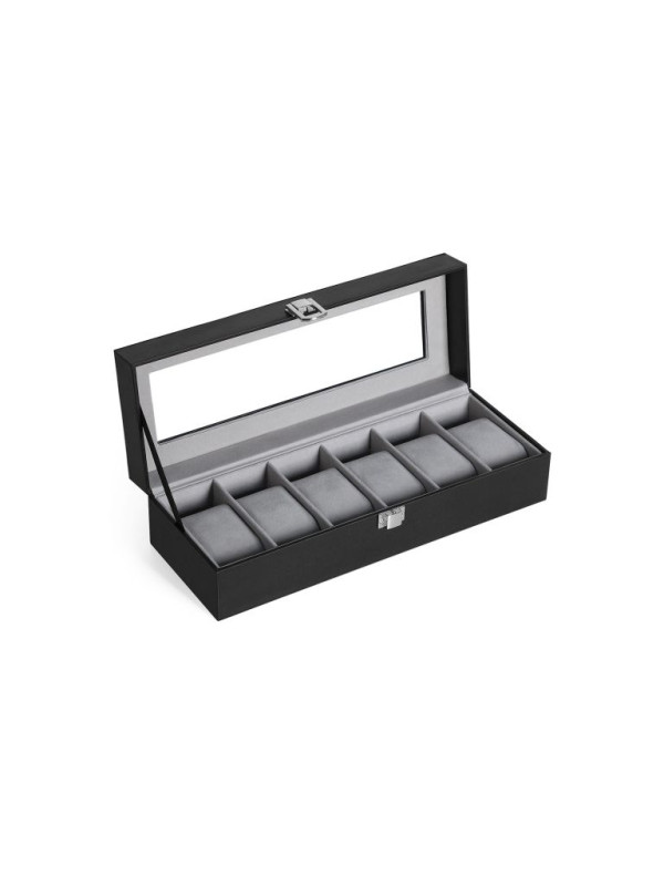 Box na hodinky SONGMICS, 6 priehradok, čierna eko koža