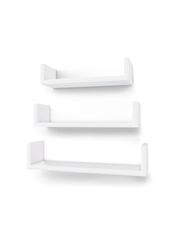 Sada 3 bielych nástenných políc SONGMICS, vysoký lesk