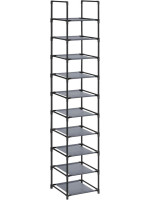 Regál na topánky SONGMICS 10 políc, sivý, 33×33×173 cm