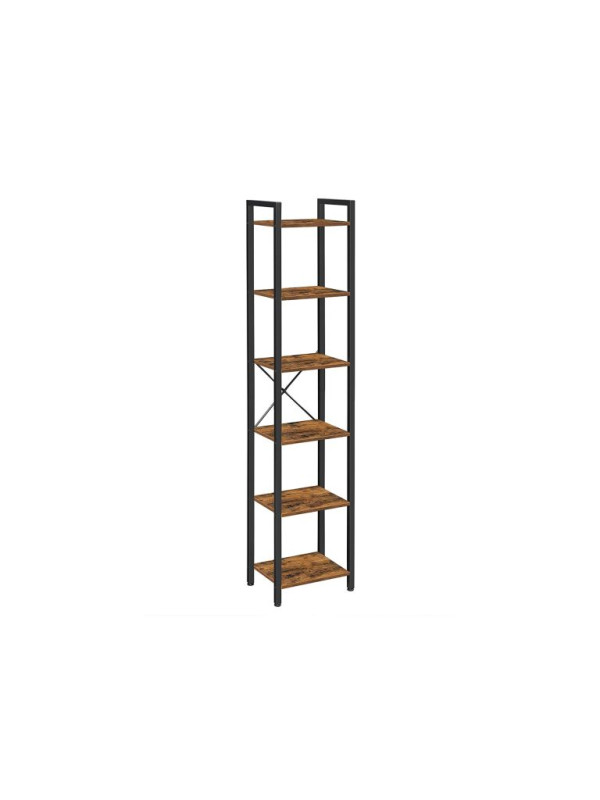 VASAGLE knižnica 6 políc, rustikálna hnedá/čierna