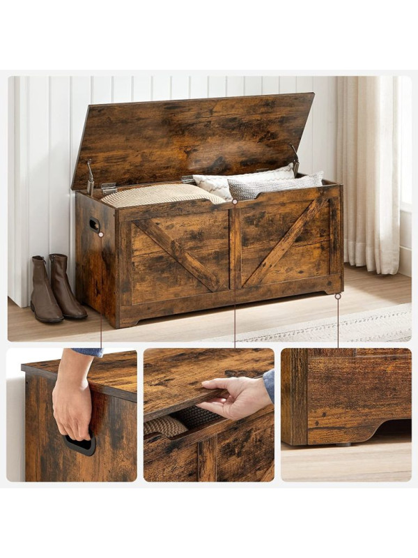 Úložná lavica VASAGLE 100×40×46 cm, rustikálna hnedá