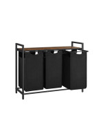 Triediaci kôš na bielizeň 3×38 l so stolíkom, čierny/hnedý