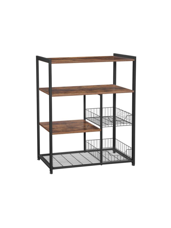 VASAGLE kuchynský regál s košmi, policami a háčikmi 80×35×95