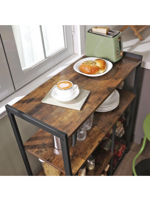 VASAGLE kuchynský regál s košmi, policami a háčikmi 80×35×95