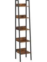 Úzka knižnica VASAGLE 5 políc, rustikálna hnedá / čierna