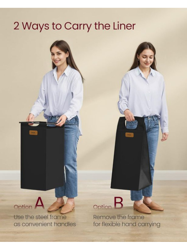 VASAGLE kôš na bielizeň 150 L, 3 priehradky, hnedo-čierny