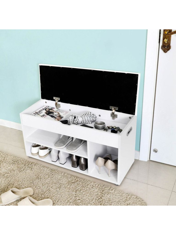 Biela lavica na topánky VASAGLE s úložným priestorom a sedák