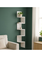Rohová závesná polica, biela, 5 políc, 20×127 cm