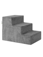 Sivé schody pre psov a mačky, 3 schody, mäkký plyš