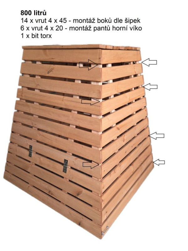 Drevený kompostér 800 L pyramída - česká výroba, zelený