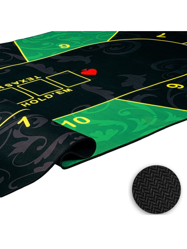 Skladacia pokerová podložka, zelená/čierna, 200 x 90 cm