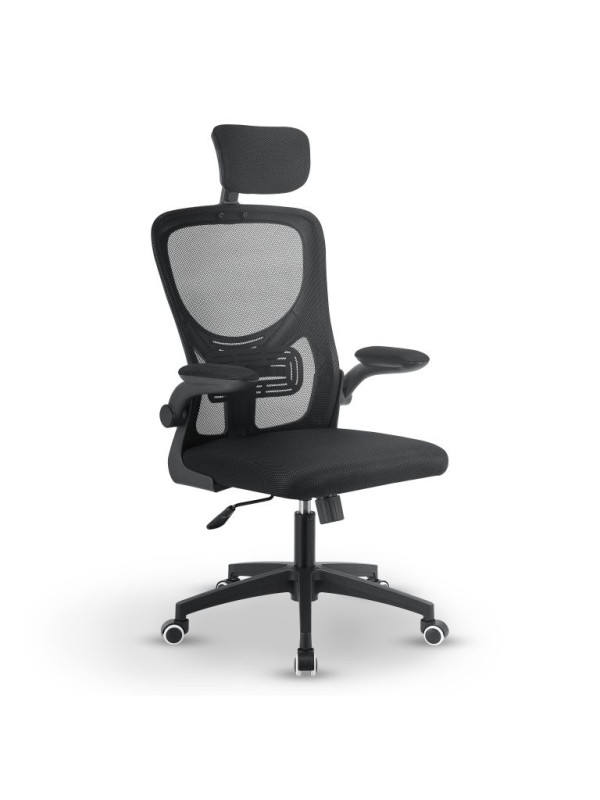 Ergonomická kancelárska stolička, čierna s opierkou hlavy