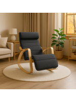 Hojdacia stolička s opierkou na nohy a vankúšom, tmavosivá