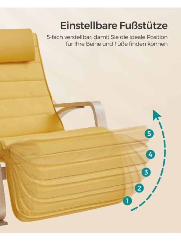 Hojdacia stolička s opierkou na nohy a vankúšom, žltá