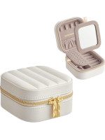 Malá cestovná šperkovnica so zrkadlom a priehradkami, biela