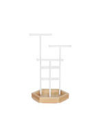 Stojanček na šperky s drevenou základňou, biely