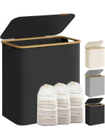 150 l košík na bielizeň s 3 priehradkami, čierny, bambus