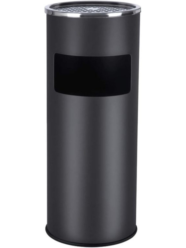 Kovový odpadkový kôš s popolníkom, objem 30 l, čierny, nerez