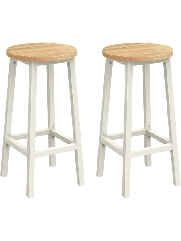 Sada 2 barových stoličiek, kovová konštrukcia, béžová a biel