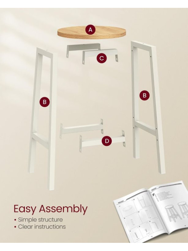 Sada 2 barových stoličiek, kovová konštrukcia, béžová a biel