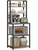 Kuchynský regál 6 políc, rustikálne drevo/čierna, 60×40×167