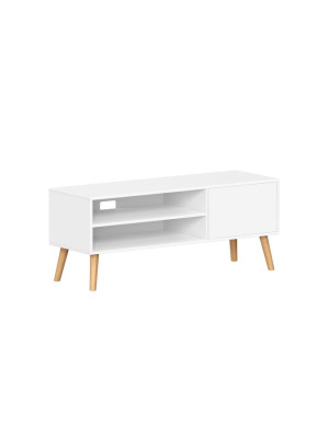 TV stolík – biely minimalistický dizajn, 120 × 40 × 49 cm