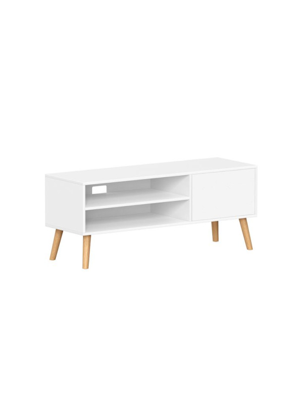 TV stolík – biely minimalistický dizajn, 120 × 40 × 49 cm