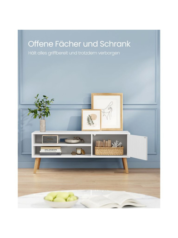 TV stolík – biely minimalistický dizajn, 120 × 40 × 49 cm