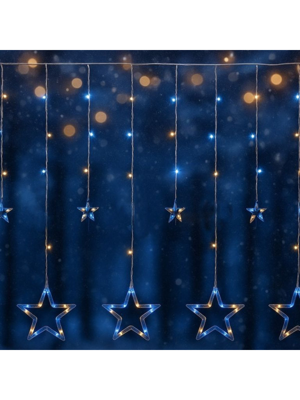 VOLTRONIC záves 12 hviezdičiek 150 LED, teplá/studená biela