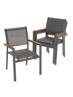 Záhradná stohovateľná kovová stolička, antracitová, sada 4ks